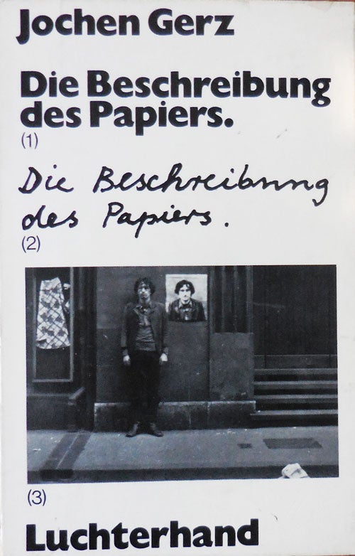 Item #33488 Die Beschreibung des Papiers (Inscribed). Jochen Artist Book - Gerz.
