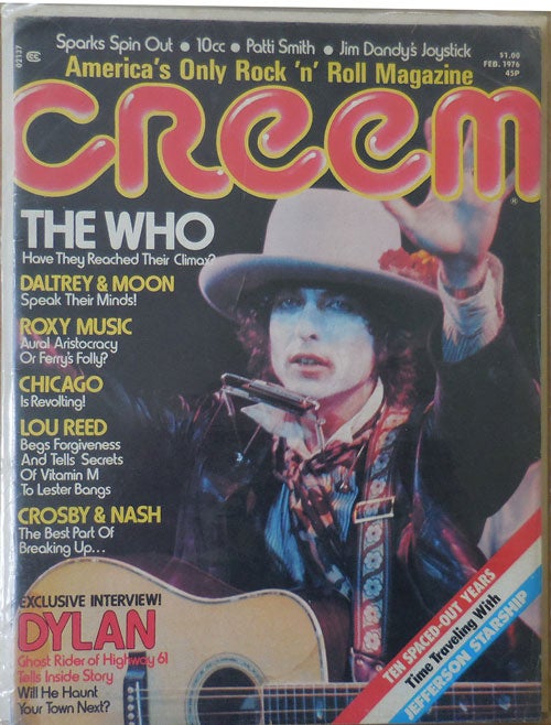 Item #33520 Creem Magazine Volume 7, Number 9 February 1976 Issue. Lester Rock 'n Roll - Bangs, The Who Bob Dylan, Patti Smith, Lou Reed.