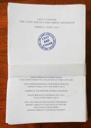 Item #33521 Lost & Found The CUNY Poetics Document Initiative Series 1, Fall 2010. Amiri Baraka,...