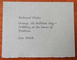 Item #33523 Redwood Haiku. Lew Poetry Postcard - Welch