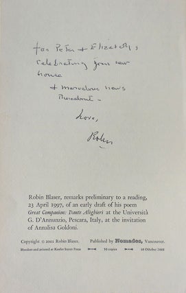 A Note (Broadside, Signed and Inscribed)