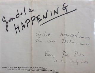 Item #33815 Gondola Happening [Flyer]. Fluxus, Happenings - Charlotte Moorman, Nam June Paik