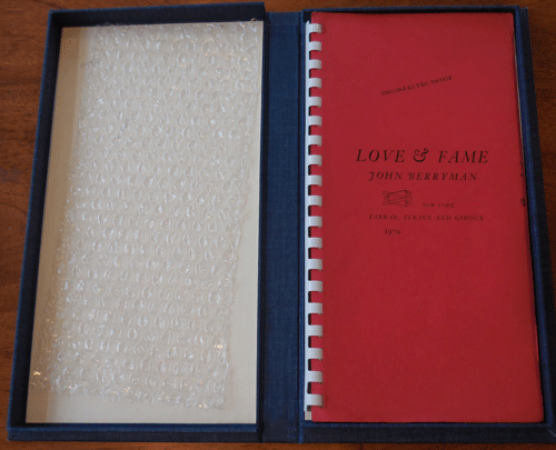 Item #33874 Love & Fame (Rare Proof Copy). John Berryman.