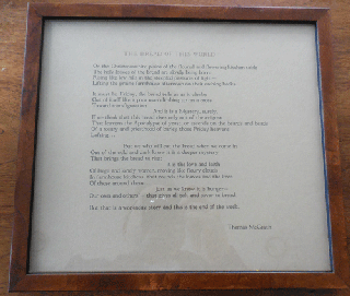 Item #33949 The Bread of This World (Framed Poetry Broadside). Thomas McGrath