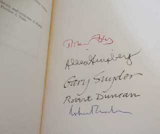 Towards A New American Poetics: Essays & Interviews (Signed by Duncan, Snyder, Creeley, Bly and Ginsberg)