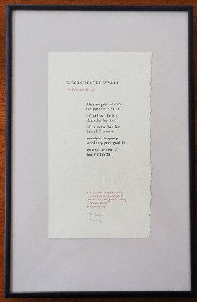 Item #34120 Westchester Walls for William Bronk (Inscribed by Weil). James Broadside - Weil