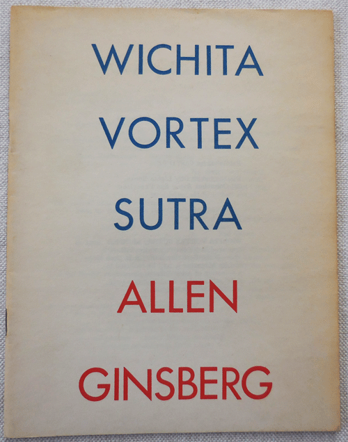 Item #34241 Wichita Vortex Sutra. Allen Beats - Ginsberg.