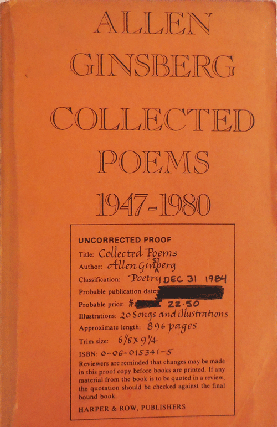 Item #34299 Collected Poems 1947 - 1980 (Uncorrected Proof). Allen Beats - Ginsberg
