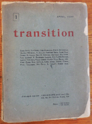 Item #34374 Transition Number 1 April 1927 Issue. Eugene Jolas, Max Ernst James Joyce, Hart...
