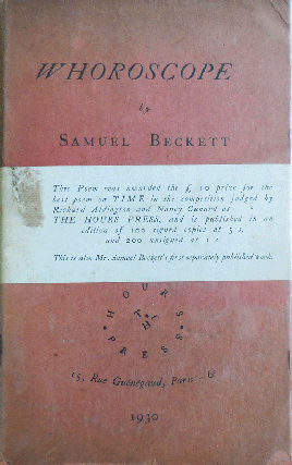 Item #34603 Whoroscope (Signed Limited Edition with Original Printed Band). Samuel Beckett