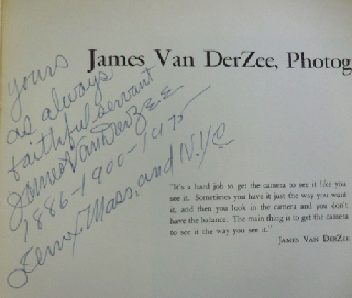 James Van DerZee, Photographer (Inscribed)