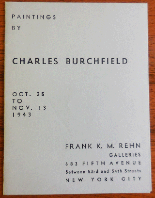 Item #34669 Paintings by Charles Burchfield (Frank K. M. Rehn Galleries Announcement Card)....