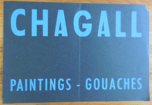 Item #34682 Chagall Paintings - Gouaches (Exhibition Announcement Card). Art Ephemera - Marc Chagall.