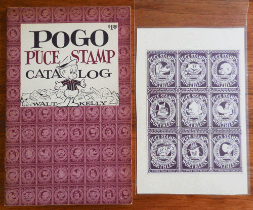 Item #34705 Pogo Puce Stamp Catalog (with Sheet of Puce Stamps). Walt Humor - Kelly.