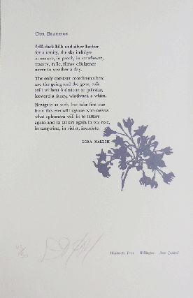 Item #35017 Our Bearings (Signed Broadside Poem). Dora Malech