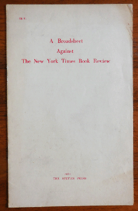 Item #35019 A Broadsheet Against The New York Times Book Review. Robert Bly