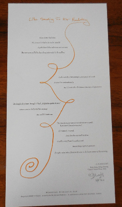 Item #35435 Like Something In His Handwriting (Signed Poetry Broadside). C. D. Wright