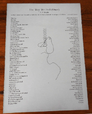 Item #35436 The Way We Feel (Once) (Poetry Broadside Signed by Poet, Artist and Printer). C. D....