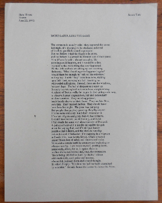 Item #35577 More Later, Less The Same. James Poetry Broadside - Tate