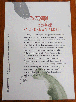 Item #35836 The Toughest Indian In The World (Signed Broadside). Sherman Alexie