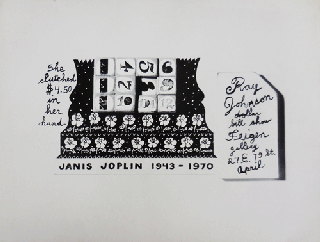 Item #35852 Flyer for the Ray Johnson Dollar Bill Show at Feigen Gallery (Janis Joplin 1943 -...
